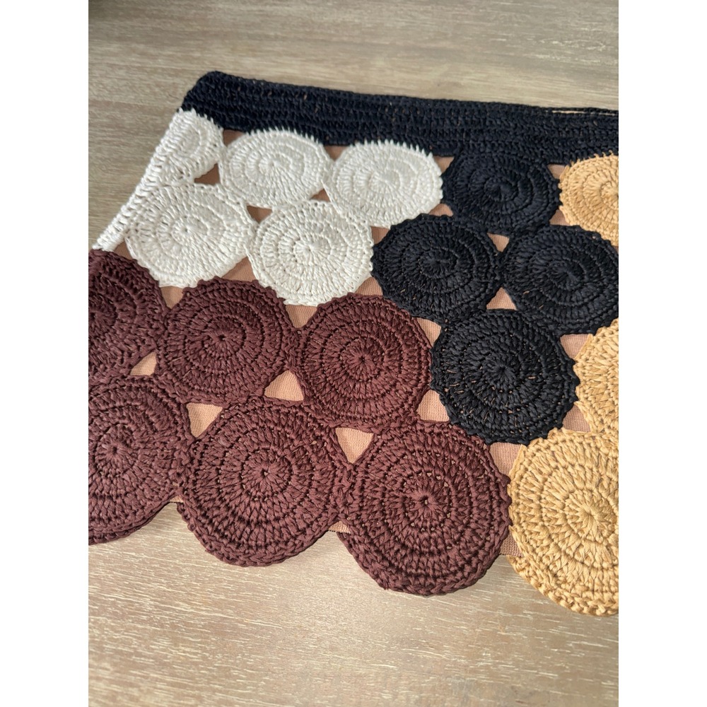 Simon Miller Multi Crochet Circle Mini Skirt XL Black Tan Brown White Boho - Picture 7 of 9
